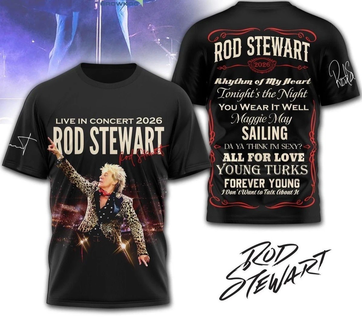 Rod Stewart Live In Concert 2026 polyester 3D Gift For Fan T Shirt Rod Stewart Live In Concert 2026 polyester 3D Gift For Fan T Shirt