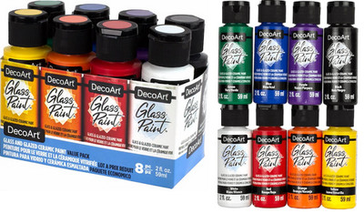 DecoArt Glass Paint Opaque Set of 8 Glass & Glazed Ceramic Paint Value Pack