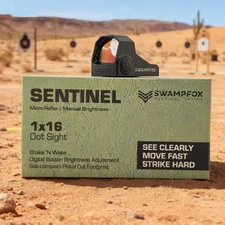 Swampfox Sentinel 1x16mm 3MOA Micro Reflex Sight - Green/Red Dot RMSc Cut