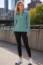 Mondetta Womens M Teal Zip Up Jacket Stretch Activewear Athletic Slim Fit