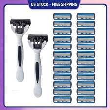 For Men 24 Stainless Steel 6 Blades Shaving Disposable Razors with 2 Handles