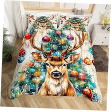 Cabin Deer Duvet Cover Set Full Size,Tie-dye Full no comforter Green Brown