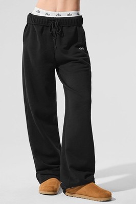ALO Accolade Straight Leg Sweatpant Black&Athletic Heather Grey  Size S M L