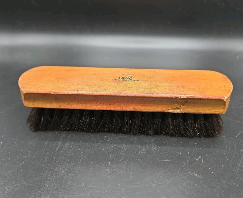 USMC #271 Military Shoe Shine Brush Horse Hair Wood Vtg 8"