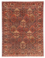 Vintage Geometric Area Rug 5'2" x 6'11" Traditional Hand-Knotted Wool Carpet