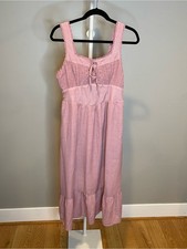 Blush Pink Sleeveless Midi Dress with Tie Front Size Medium