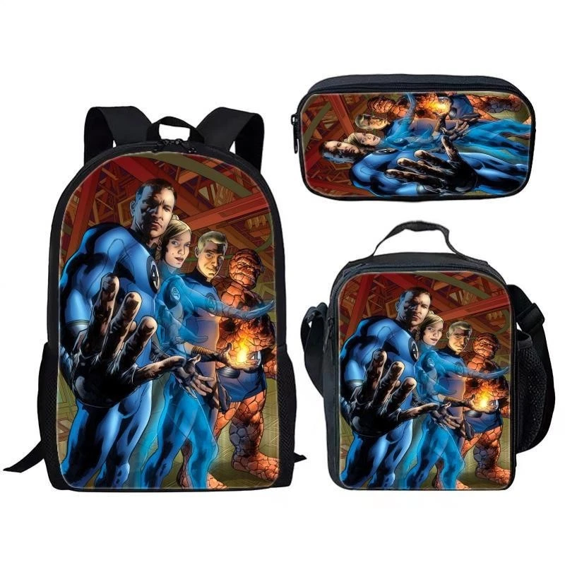 The Fantastic Four Backpack Set, School Bag Lunch Bag Pencil Case