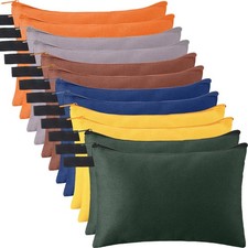 12 Pcs Canvas Tool Bag Pouch Zipper 16 oz Heavy Duty Utility Pouch Bag Multip