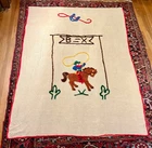 Fabulous Vintage Mid Century 1950's Cowboy Western Chenille Bedspread Twin