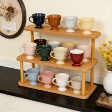 Step Shelf Desk Organizer 2 3 Tier Bamboo Cup Stand Storage Rack