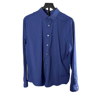 UNTUCKit  Langhome Mens Large Blue Striped Performance Stretch Button Down Shirt