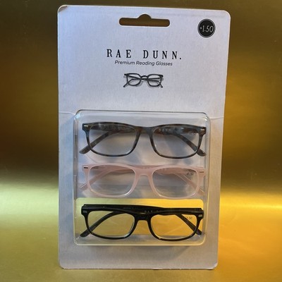 RAE DUNN +1.50 WOMEN'S PREMIUM READING GLASSES 3-PACK READERS COLORFUL  