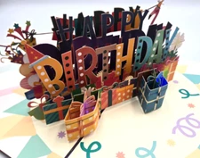 3D Pop-up Musical Birthday Card, Lights & Music Greeting Card, Flamingos