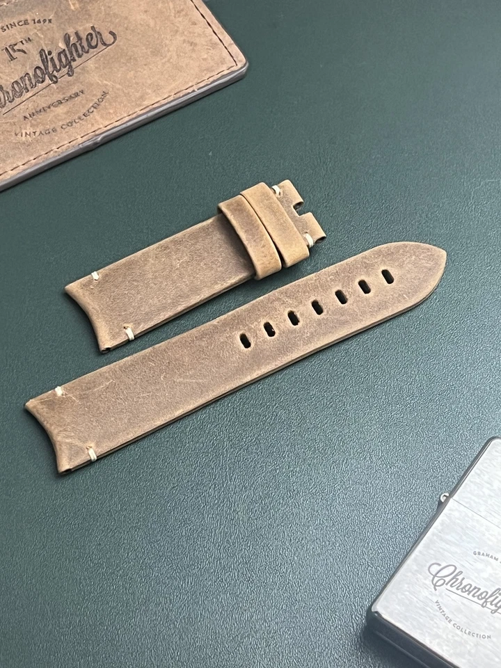 Genuino Graham Chronofighter Vintage Swordfish 22mm correa de cuero marrón BRAL 157 Foto 2 de 4