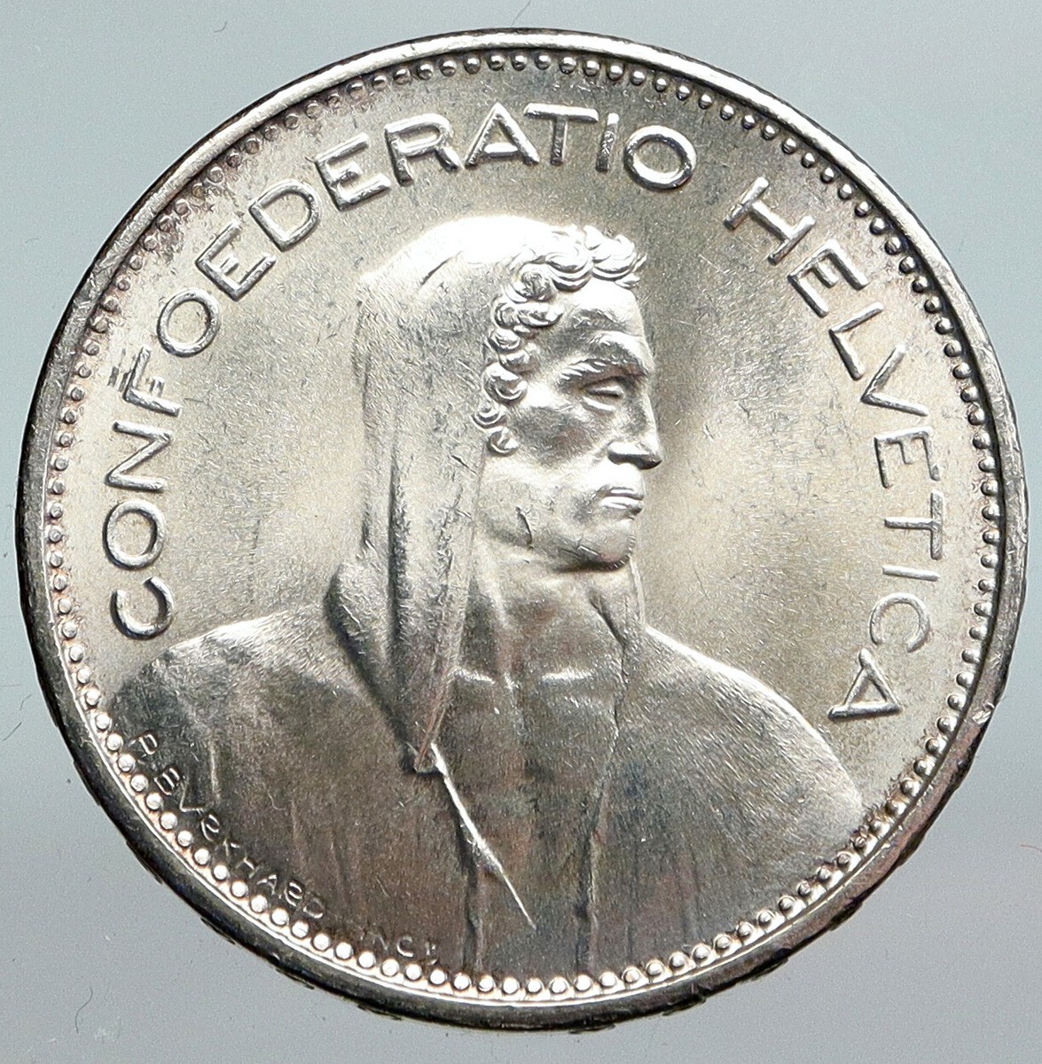 1965 Switzerland Founding HERO WILLIAM TELL 5 Francs Silver Swiss