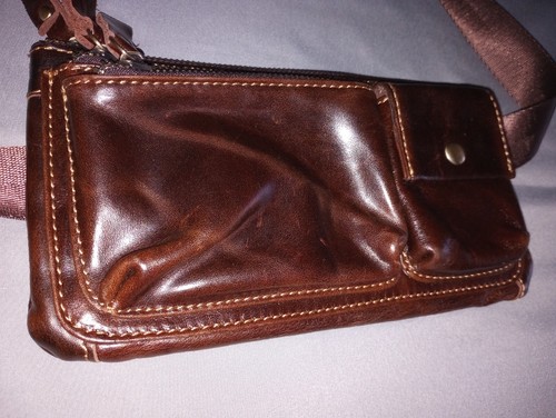 Men's Belt Bag Genuine Leather Oil Wax Vintage Travel Belt - Imagen 2 de 11