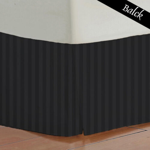 1200TC Egyptian Cotton Black Striped Bed Skirt All US Size Select Drop Length - Afbeelding 1 van 3