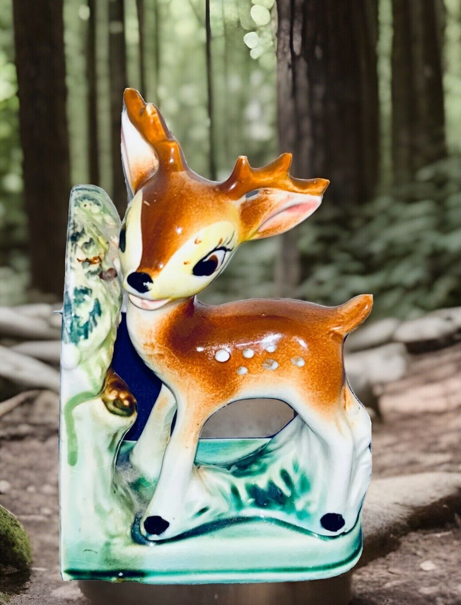 RARE Vintage Hand-Painted Ceramic Bambi Deer Bookend Japan | eBay