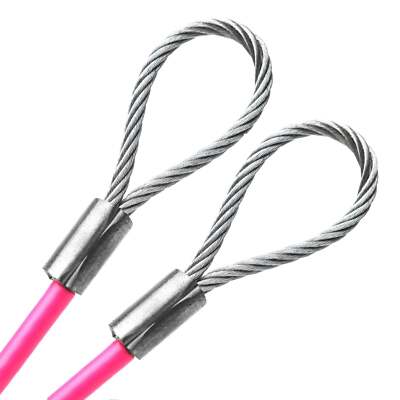 Double Looped Steel Wire Rope 1/4'' Vinyl Coated (Pink Orange Black 1ft-75ft)