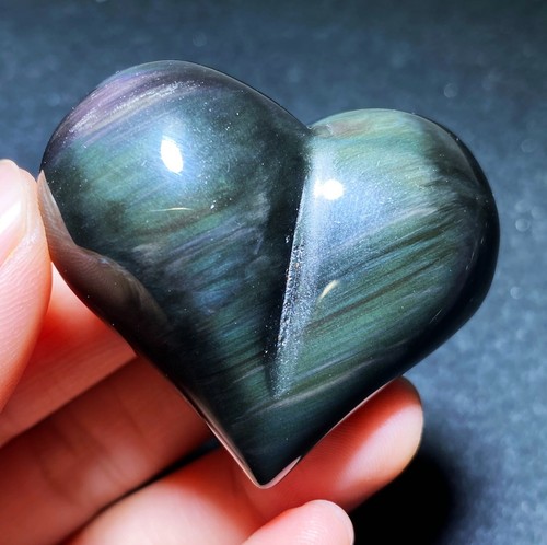 43g Rare Natural Rainbow Flash Obsidian Sphere Heart Reiki Stone Healing C628 - Picture 12 of 12