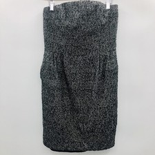 Express Womens Size 10 Strapless Tweed Sheath Dress Black Wool Blend Pockets