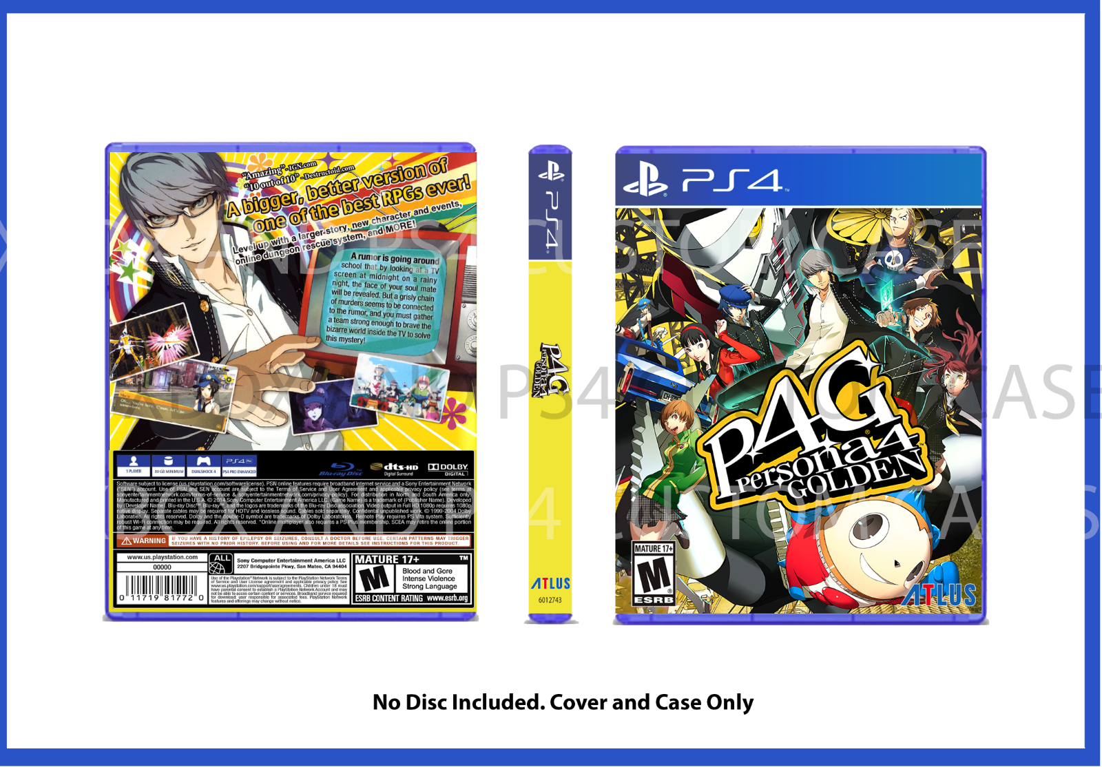 CUSTOM REPLACEMENT Persona 4 Golden PS4 NO DISC DESCRIPTION eBay