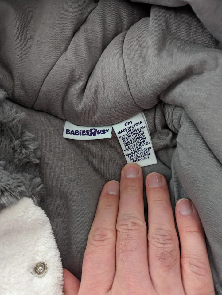 Luvas dobráveis de lã com capuz Babies R Us 6m Penguin Pals Sherpa nova com etiquetas - Imagem 4 de 4