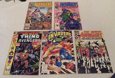 5 AVENGERS Related Comic Books w/ The Invaders #1  1st Appearance Battle-Axis