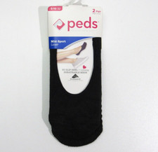 Peds Women's Cushion 2pk Liner Socks Black Shoe Size 5-10