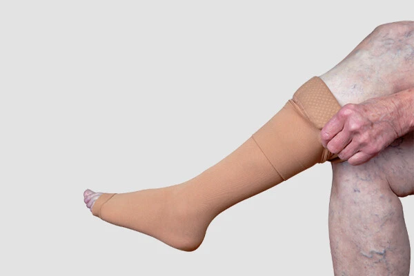 Medias de compresión muslo alto grado médico 20-30 mmHg calcetines edema varicoso Foto 3 de 4