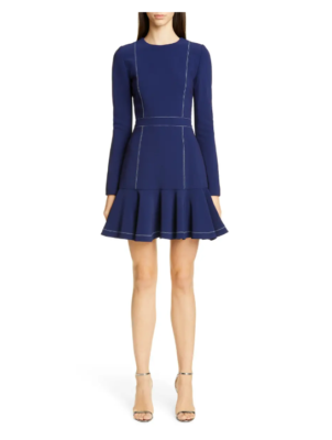 NEW Carolina Herrera Contrast Stitch Long Sleeve Crepe Dress in Navy - 10 #DD392 | eBay NEW Carolina Herrera Contrast Stitch Long Sleeve Crepe Dress in Navy - 10 #DD392 | eBay
