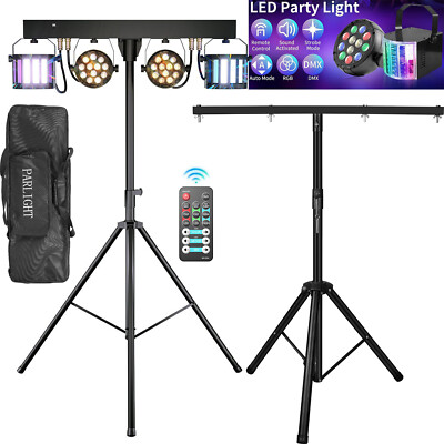 2X LED PAR & 2X Derby DJ Lichteffekt Partylicht Bühnenbeleuchtung set mit Stativ
