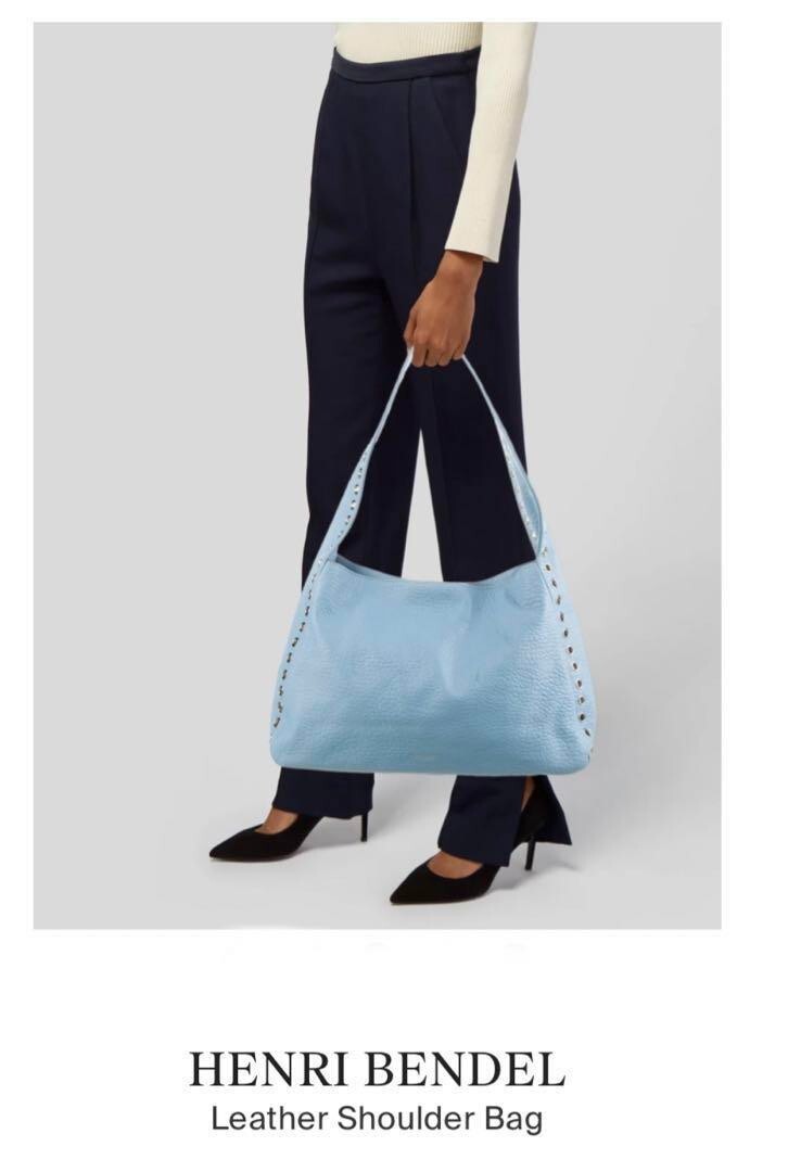 HENRI BENDEL Leather Shoulder Hobo Bag in Blue NEW w/Dust HENRI BENDEL Leather Shoulder Hobo Bag in Blue NEW w/Dust