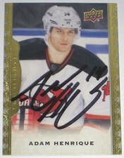 ADAM HENRIQUE SIGNED 14-15 UPPER DECK MASTERPIECES DEVILS CARD AUTOGRAPH AUTO!!
