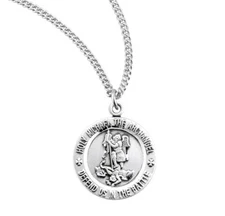 Sterling Silver Saint Michael the Archangel Defend Us Medal Pendant Necklace