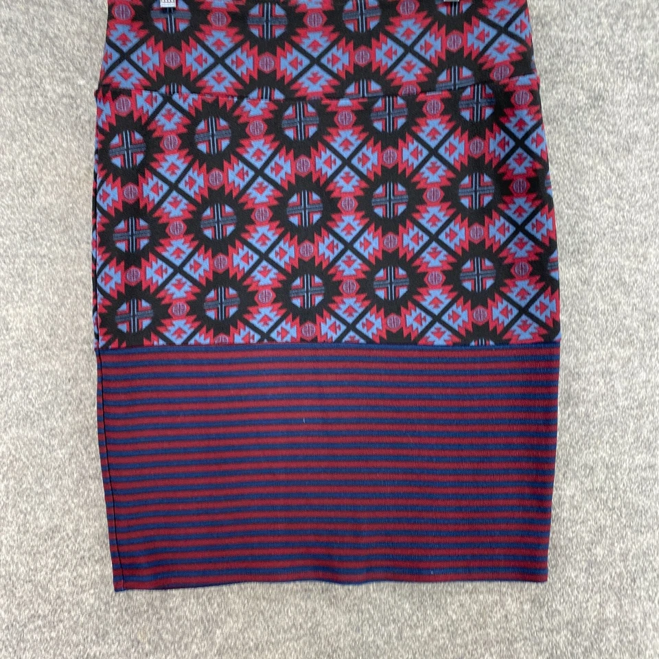 Falda LulaRoe para mujer XL azul geométrica línea A midi tiro medio cintura elástica Foto 4 de 4