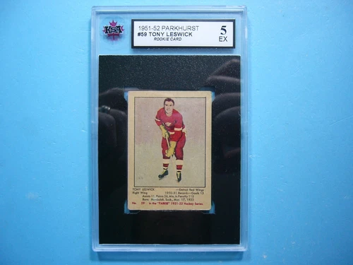 1951/52 PARKHURST NHL HOCKEY CARD #59 TONY LESWICK ROOKIE RC KSA 5 EX PARKIE