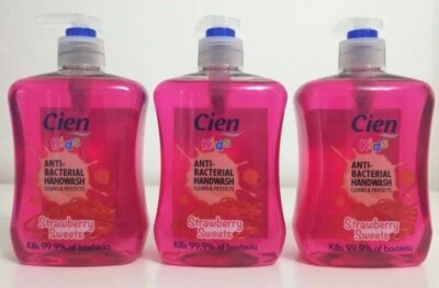 3 x Cien Kids Strawberry Sweets Handwash Cleans & Protects 500ml