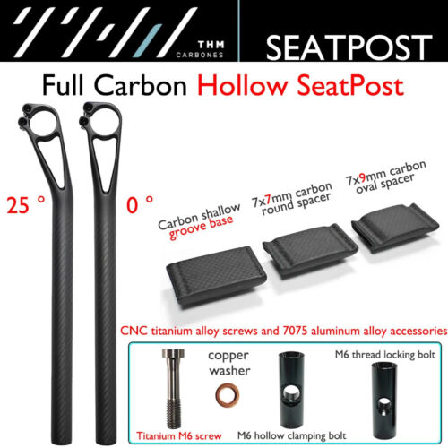 Carbon Hollow Seatpost 0/25°degree 27.2/30.8/31.6mm for Road Gravel MTB Bicycles - Picture 2 of 36