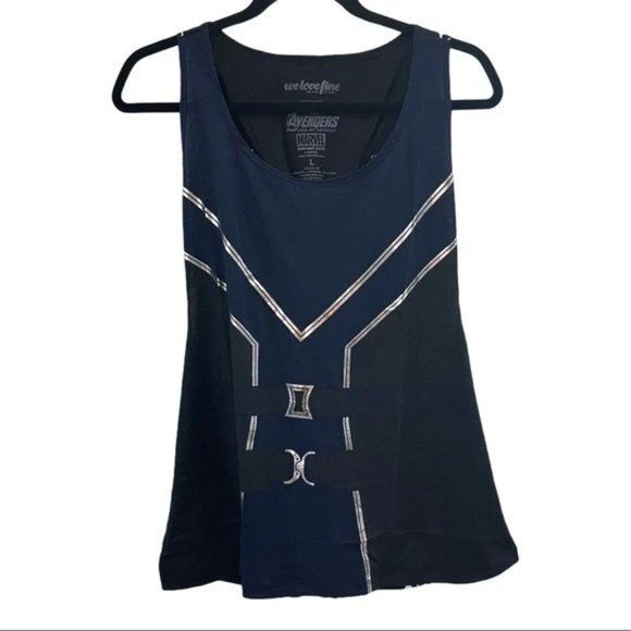 Marvel Tank Top Womens Small Blue Avengers Black Widow Knot Racerback Relaxed - Imagem 2 de 4
