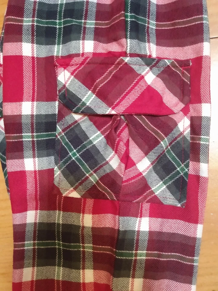 Pantalones de pijama Lands End niños 7 rojo verde blanco bolsillo de carga a cuadros niños jóvenes Foto 2 de 2