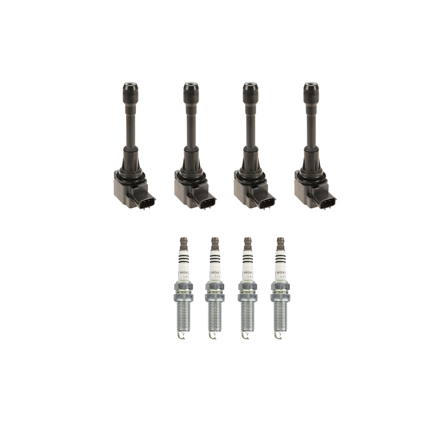 Hitachi 4 Ignition Coil 4 NGK Ruthenium Spark Plugs Kit For Micra Versa 1.6 L4