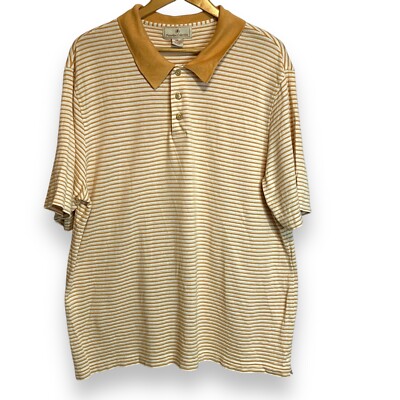 Paradise Collection Shirt Size XXL Mens Short Sleeve Polo Silk Blend Striped