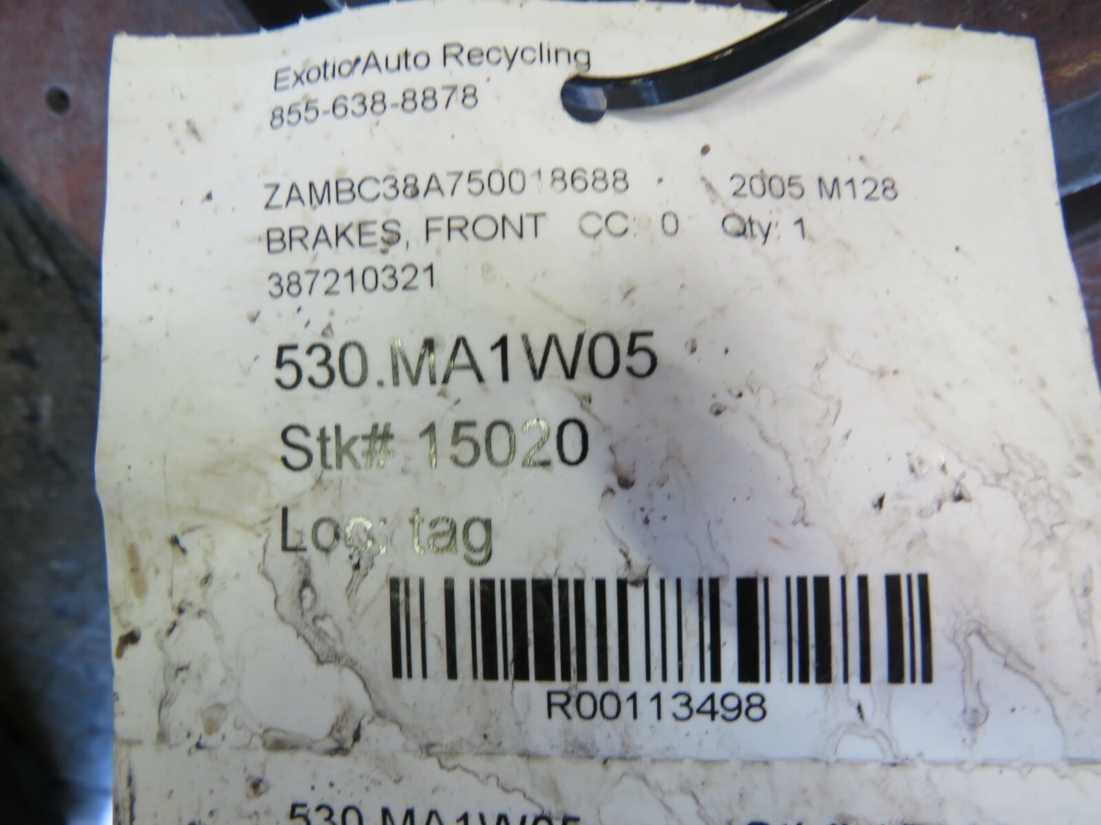 Maserati M128 Coupe, Spyder, Front Brake Rotor, Cross Drilled, Used, 387210321