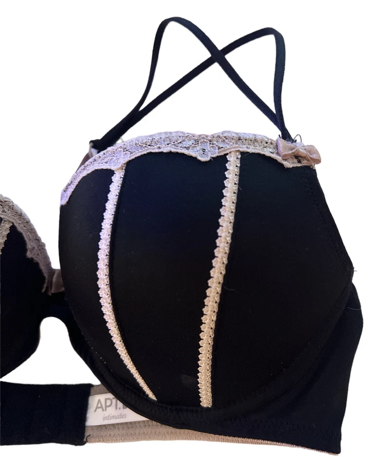 Apt. 9 Women’s Padded Push Up Bra Black W/Ivory Trim Underwire 34B GUC - Image 3 of 4