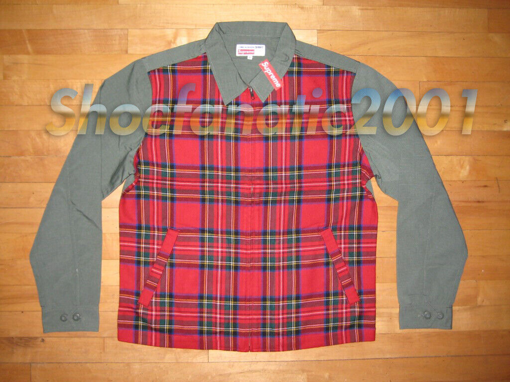 Supreme Comme des Garcons Shirt Work Jacket Box Logo L Army Green Plaid