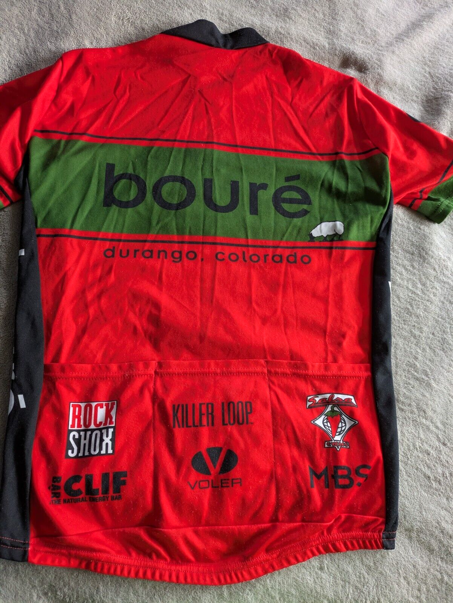 Vintage VOLER Boure Rock Shox MTB Cycling Jersey Mens M Red Black