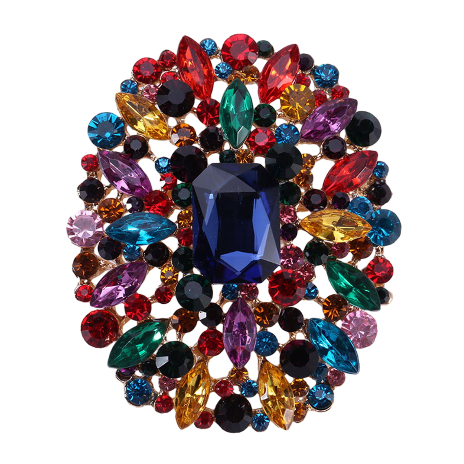 Elegant Hat Brooch Long-lasting Vibrant Oval Rhinestone for Shawls Suits