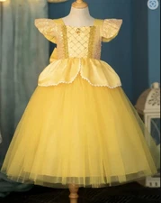 NEW Princess Belle Beauty & The Beast Dress Girls Halloween Costume