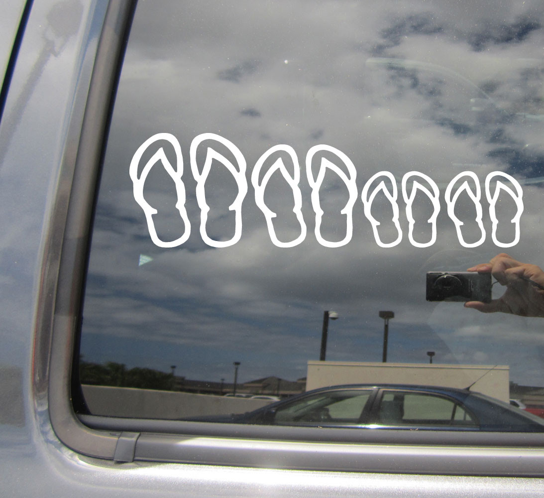Hawaii Islands Family of 4 Slipper Flip Flops Car Vinyl Decal Sticker 05067-image